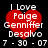 Red heart-shaped icon with white text "I Love Paige Genniffer Desalvo" and date "7 - 30 - 07" on black background, displayed in four identical