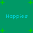 Green background with scattered green plus signs and four instances of the word 'Hoppies' in light blue pixelated text.