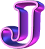 Two stylized letter J icons with gradient purple and blue coloring and pink outlines, displayed side-by-side against a gray background.