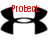 Black Under Armour logo with red text "Proteet This House!" overlaid, showing animation where the rightmost logo and text shift left to reveal new text.