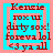 A static digital image displays text in red over a cyan background with a pink border, featuring repeated phrases and symbols.