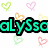 Pixelated text 'aLySsoves<3' in cyan and magenta with black outlines, surrounded by small heart icons on white background.