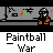 Animated contact sheet of 21 paintball-themed frames showing character movement, projectiles, and explosions in a pixel art style with "Paintball War" text below each frame.
