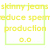 Three variations of a text-based icon showing 'skinny jeans reduce sperm production 0.0' in yellow, cyan, and pink with green borders.