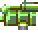 Pixelated green and brown figure with white accents in a repeating animation cycle against gray background.