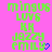 Green pixelated text on pink background with blue heart symbol, showing animation change in heart position.