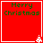Red square icon with green text 'Merry Christmas' and white border, featuring a small pixelated tree in the bottom-right corner.