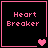 Four black square with pink borders display "Heart Breaker" text and varying heart symbols in pixel art style