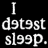 Black background with white pixelated text and a stylized character illustration showing a face with closed eyes and a wide smile.