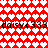 Red background with white heart pattern, black text 'daisy<333 daisy<333' repeated horizontally across two