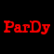 Red pixelated text "ParDy HarDy" on black background in a single frame of an animated contact sheet.