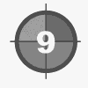 Nine circular icons with crosshairs, each displaying a number from 9 to 1 in descending order across three