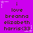 Purple background with repeated text 'i love breanna elizabeth harris<33' and white star-shaped pixel decorations.