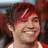 A three- animated sequence shows a person with red-streaked hair in different poses: smiling, neutral expression, and covering face with hands
