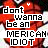 A 4x4 contact sheet of animated frames showing a repeating pattern of red and white shapes with overlaid text reading "don't wanna be an AMERICAN IDIOT" in pixelated font.