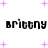 Pixelated text "brittany brittany" and "brittany : brittany" appears with scattered pink plus signs on white background.