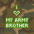 A static contact sheet of two identical animated frames showing a pixelated army-themed buddy icon with green text and symbols on camouflage background.