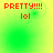 Green and yellow gradient background with red text 'PRETTY!!!!' above 'lol', featuring a small circular animation element.