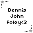 Pixelated text displays 'Dennis John Foley<3' with star icons above and below, alternating between gray and black stars in a