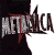 A 3x2 contact sheet of six animated frames showing a pixelated Metallica logo with red text overlays changing across frames.