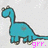 Pixelated turquoise dinosaur with long neck and tail stands against light gray background, pink text 'grr.' in bottom right corner.