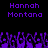 Purple pixelated text 'Hannah Montana' appears twice on a black background above a of purple hand-shaped icons