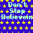 Blue background with yellow stars and repeated light blue text reading "Don't Stop Believin'" in a pixelated style.