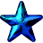 Six blue star-shaped icons arranged in two on a gray background, each with varying orientation and shading