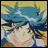 A 48x48 pixel buddy icon featuring a stylized anime character with blue hair and yellow background on the left, paired with "Anime IM" text in white pixelated font on black background to the right.
