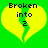 Two identical yellow broken hearts on green background with black text 'Broken into 2' inside each heart.