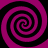 Four spirals in magenta and black arranged in a symmetrical pattern with no visible text or animation changes.