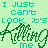 Animated pattern of repeating text and script on a light green background with cyan accents.