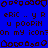 Blue background with repeated dark brown pixelated text and symbols arranged in horizontal , including 'eric .. y R', 'u poopIN', and 'on my icon?', with a solid gray rectangle on the right edge