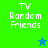 Four pixelated display 'TV Random Friends' text with star symbols; top-left green, top-right light green, bottom-left blue, bottom-right green
