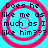 Four identical pixelated circular frames with red concentric rings on a cyan background, each containing the text "Does he like me as much as I like him???" in black block letters.