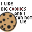 pixelated cookie icons with changing text and color accents, each displaying a different phrase about cookies in varying fonts