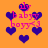 Pixelated orange background with repeating purple heart shapes and pink text reading 'ily babyy boyyy<3' in a pattern
