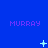 Blue background with repeated purple 'MURRAY' text and scattered white pixelated star-like shapes in various states of animation.