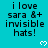A static digital image displays repeated text and heart symbols on a cyan background with partial gray overlay.