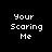 A 4-frame animated contact sheet showing pixelated text "Your Scaring Me" with varying background lighting effects across frames.