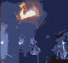 Animated sequence showing a band performing on stage with dynamic lighting and silhouetted figures against a bright backdrop.