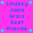 Pixelated text lists names and 'Best Friends' on a bright pink background with cyan starbursts.