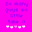 A bright pink background displays purple text reading "So many guys so little time :)" with five white and one light pink heart symbols below, arranged in a horizontal