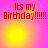 A four- displays identical red text 'Its my Birthday!!!!!!' on a pink-to-yellow gradient background with animated yellow light effects