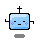 Pixel art character with light blue body, black outline, and cross on head, showing four sequential states: neutral face with purple blush, sleeping with 'Z' above head, sleeping with 'Z' on left, and sleeping with multiple 'Z's and dots.