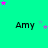 Green background with repeated 'Amy' text and scattered pink, purple, and light blue stars in a pattern