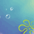 Yellow sponge character with blue eyes and orange cheeks appears in multiple poses against blue underwater background with bubbles and yellow flower-like shapes.