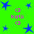 Green background with blue star shapes and pink text reading 'Kati' surrounded by small purple brackets.