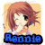 Pixelated anime-style character with brown hair and purple top, winking while covering mouth with hand; blue text "Ranola" appears below in first frame.