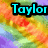 A pixelated image with the name 'Taylor' in cyan text over a rainbow-colored background, showing slight variations across four